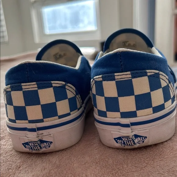 Vans Blue and White Checkered Slip-On Sneakers - Picture 4 of 7